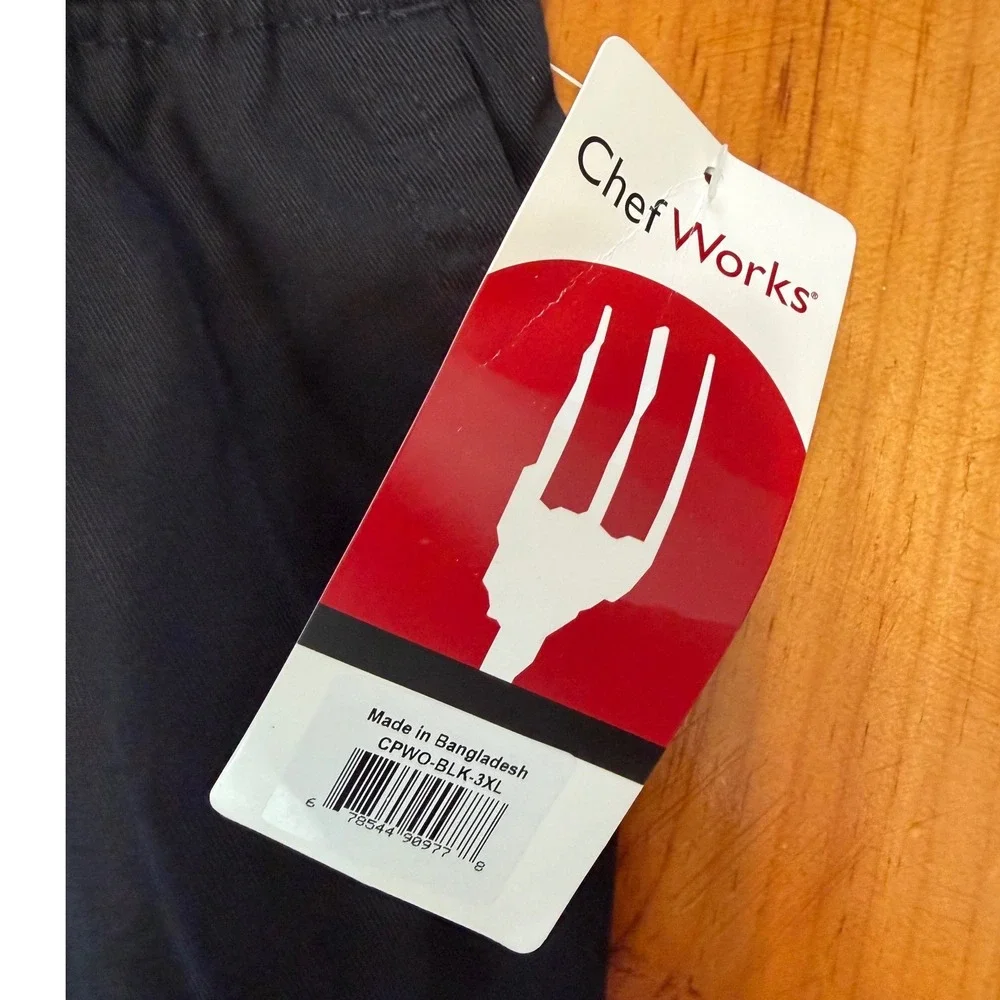 Chef Works Cargo Pants Black 3XL Elastic Drawstring Waist CPWO-BLK-3XL NEW